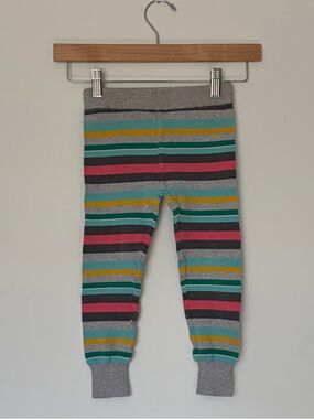 Cherokee Striped Knit Kids Leggings in Teal, Yellow, Gray